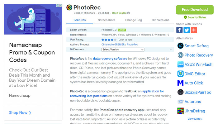 phần mềm khôi phục dữ liệu usb photorec