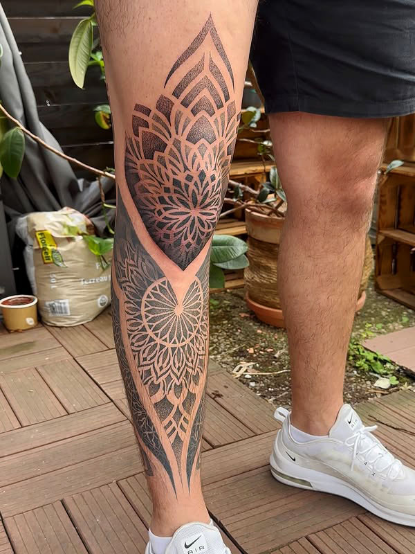 hình xăm mandala full chân
